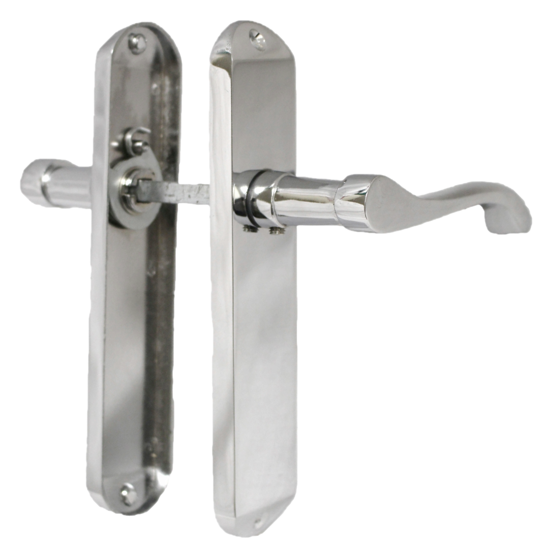 Cadenza Door Handles on Backplate Chrome Scroll Tubular Latch Set