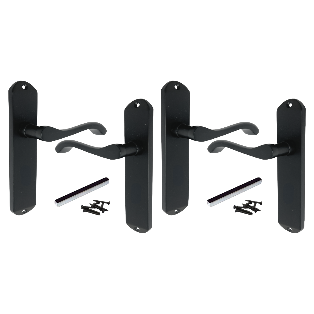 Poignées de porte Cadenza sur plaque arrière Poignée à loquet à volutes chromée