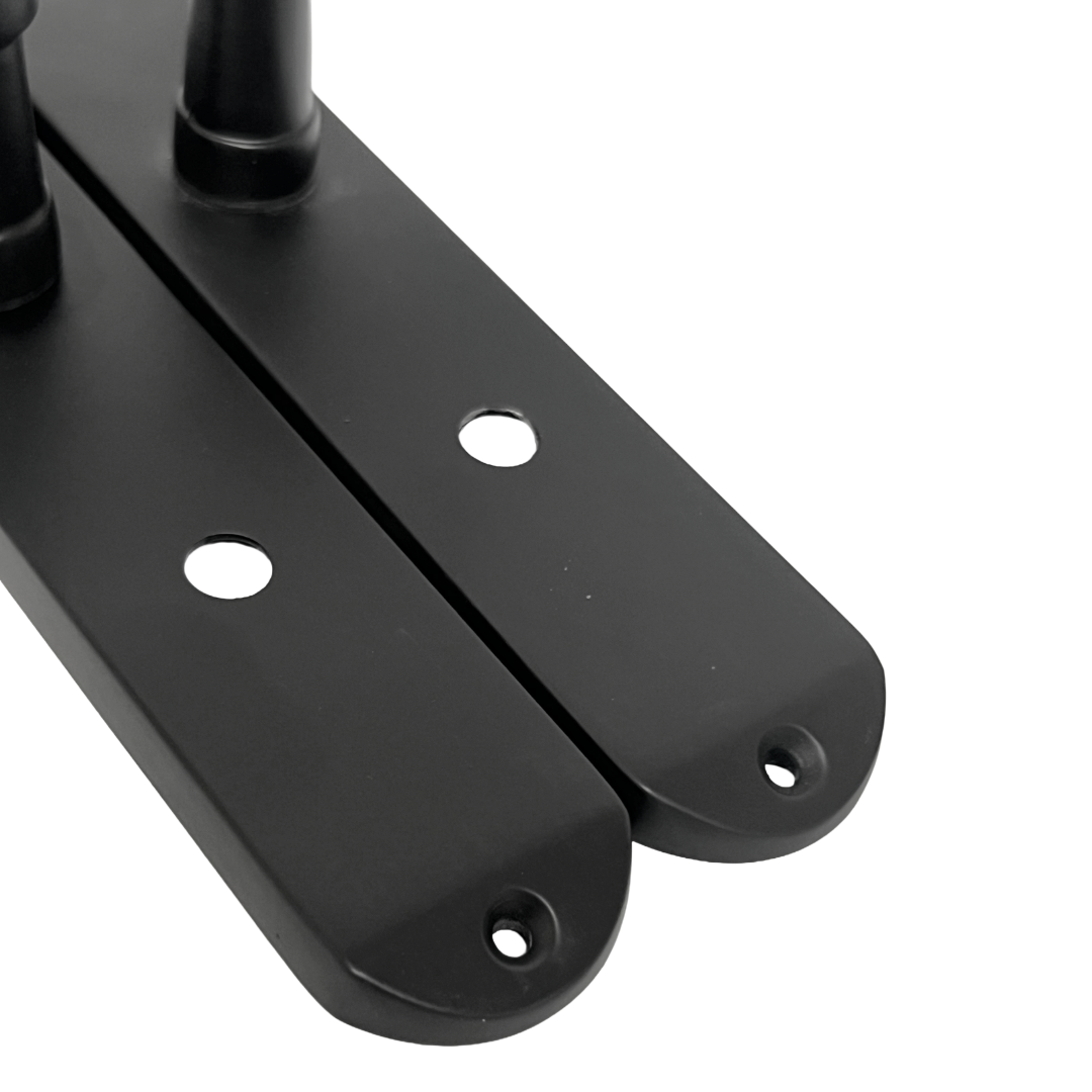 Cadenza Door Handles on Backplate Matt Black Scroll Bathroom Lock Set