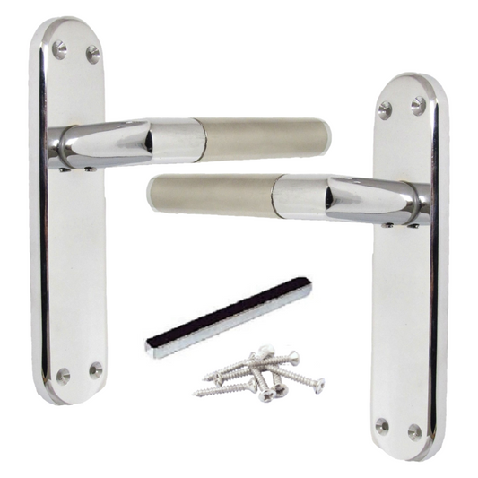 Door Handles Mitred Straight Lever Latch Duo - Chrome Satin 180mm x 40mm