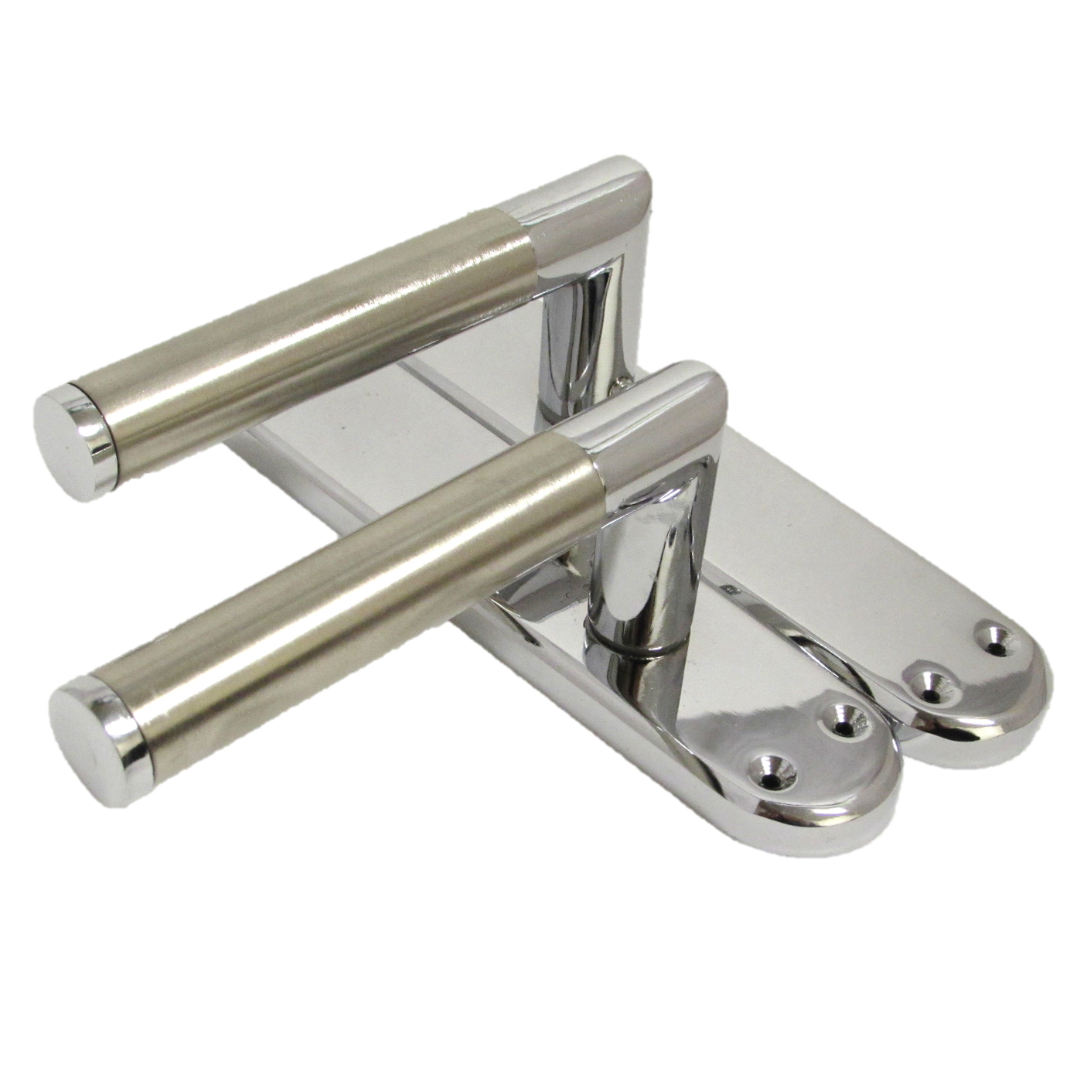 Poignées de porte à levier droit à onglet Duo - Chrome satiné 180 mm x 40 mm