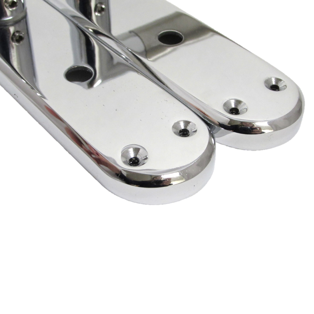 Poignées de porte à levier droit en onglet pour salle de bain - Chrome satiné 180 mm x 40 mm
