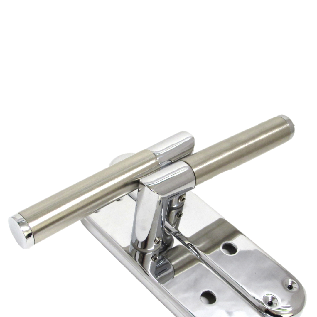 Poignées de porte à levier droit en onglet pour salle de bain - Chrome satiné 180 mm x 40 mm