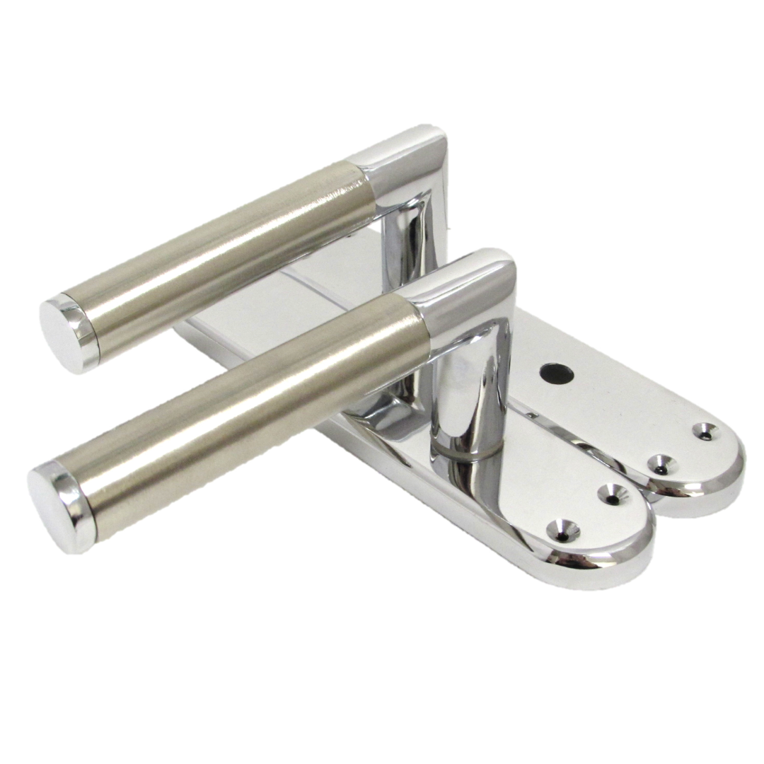 Poignées de porte à levier droit en onglet pour salle de bain - Chrome satiné 180 mm x 40 mm