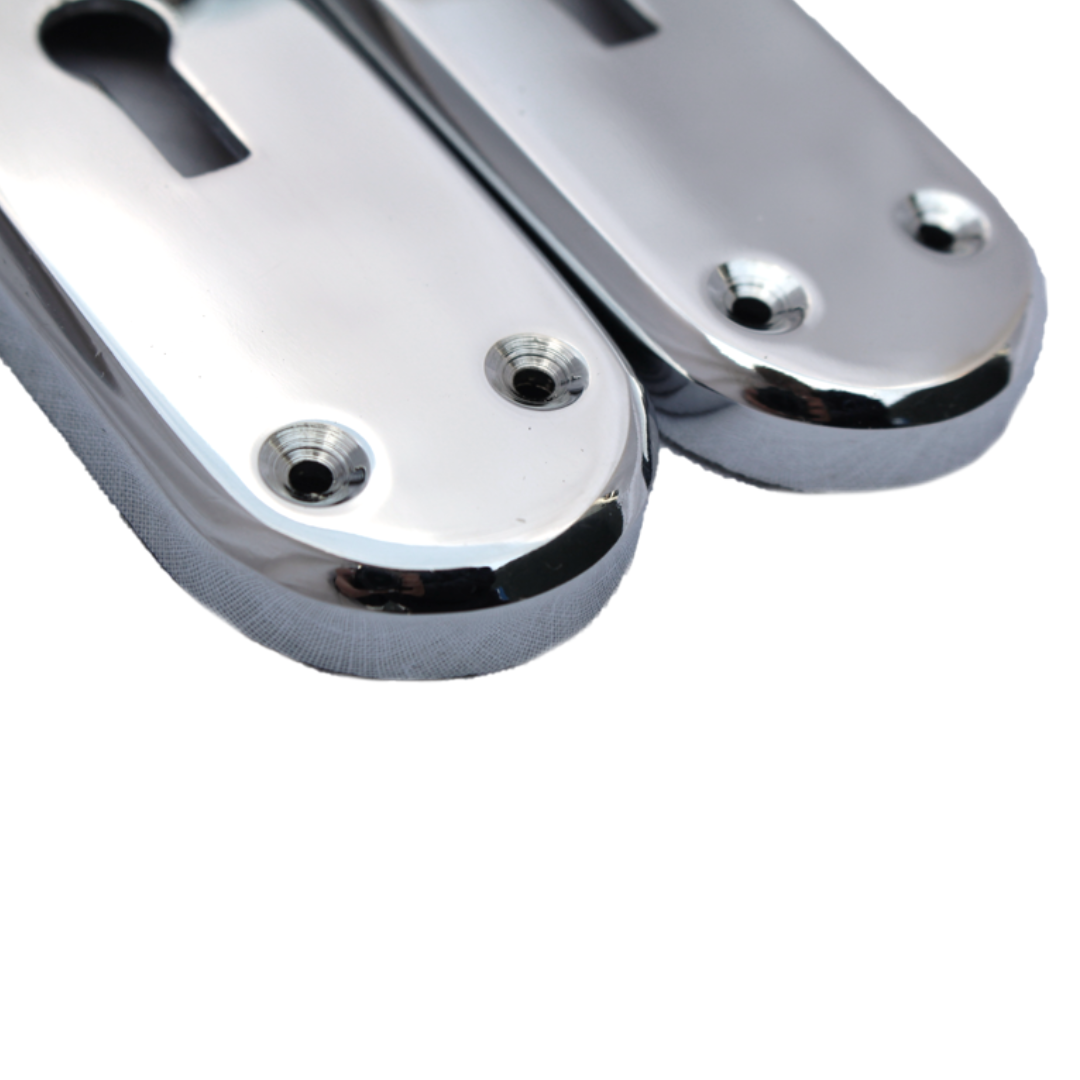 Poignées de porte à levier droit à onglet Duo - Chrome satiné 180 mm x 40 mm