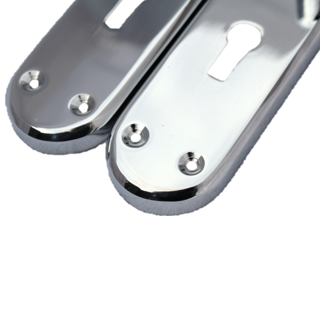 Poignées de porte à levier droit à onglet Duo - Chrome satiné 180 mm x 40 mm