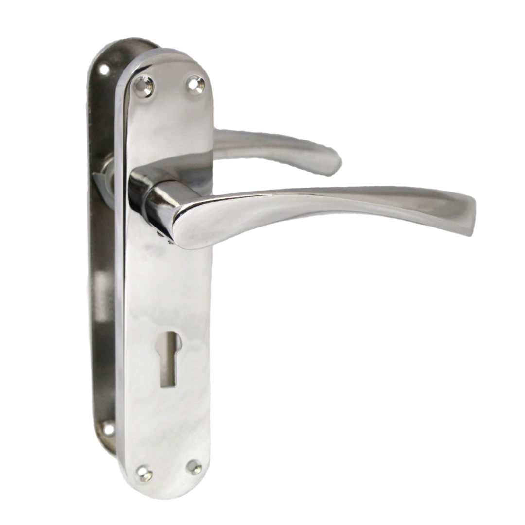 Monja Astrid Door Handles Arched Lever Polished Chrome Key Lock