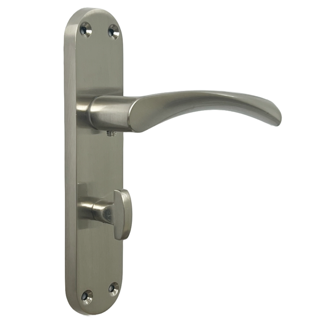Monja Astrid Door Handles Arched Lever Satin Bathroom Lock