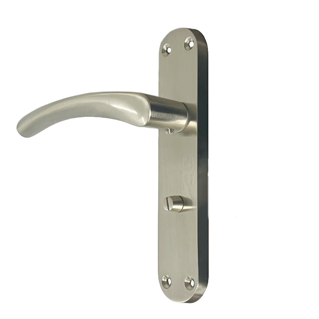 Monja Astrid Door Handles Arched Lever Satin Bathroom Lock