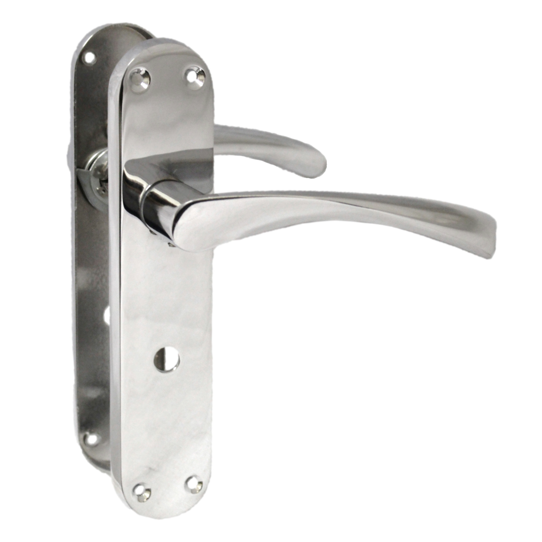 Monja Astrid Door Handles Arched Lever Polished Chrome Bathroom Lock
