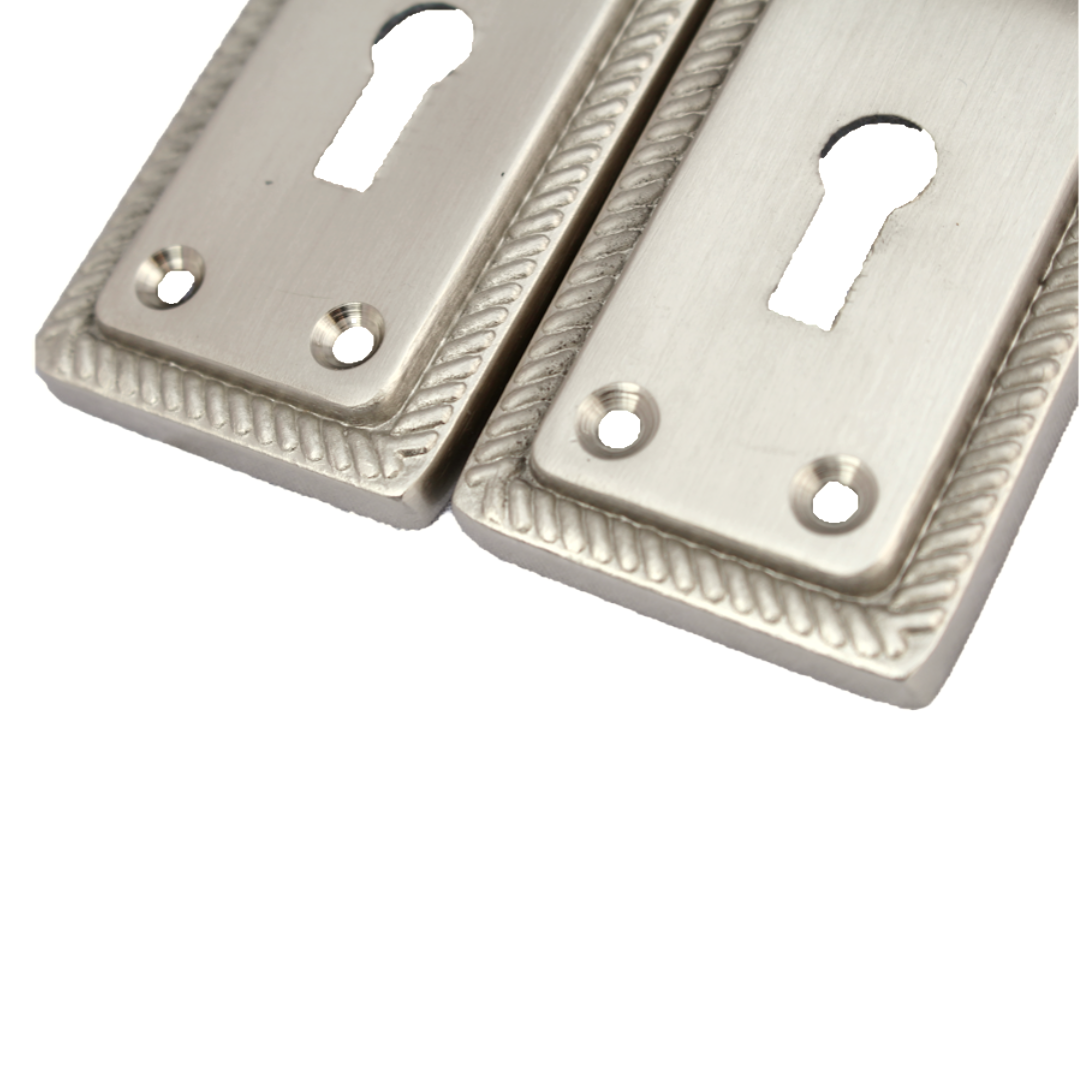 Door Handles Georgian Lever Lock Roped Edge - Satin 150mm x 50mm