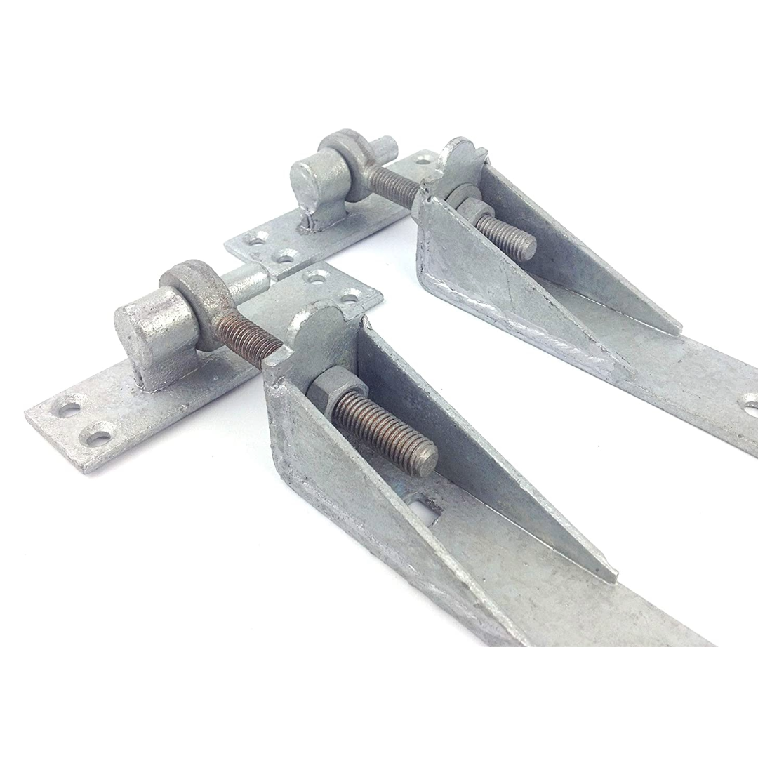 Adjustable Gate Hinges Pair 350mm 14" Galvanised Heavy Duty Hook and Band Stable