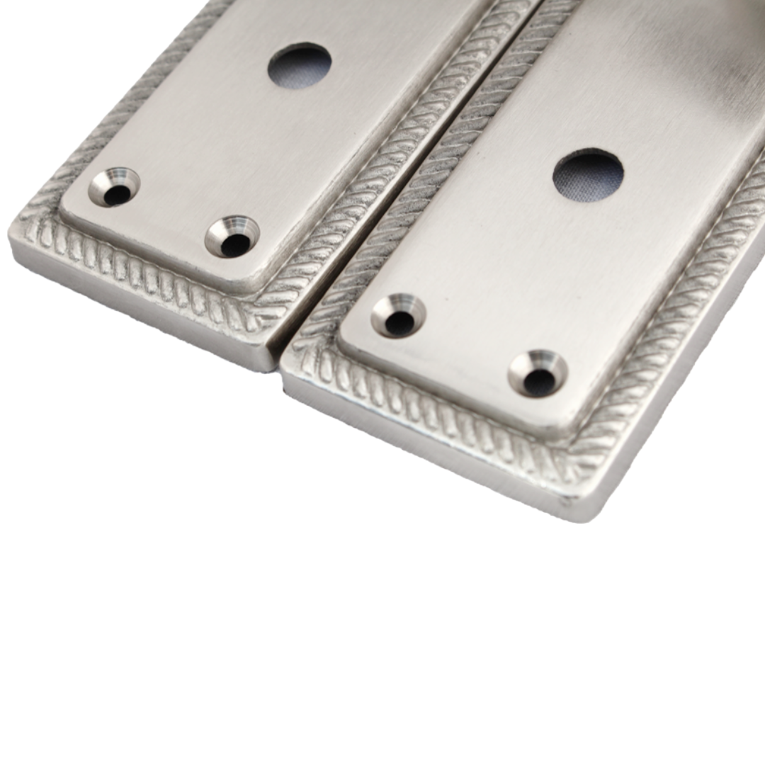 Door Handles Georgian Lever Bathroom Lock Roped Edge - Satin 150mm x 50mm