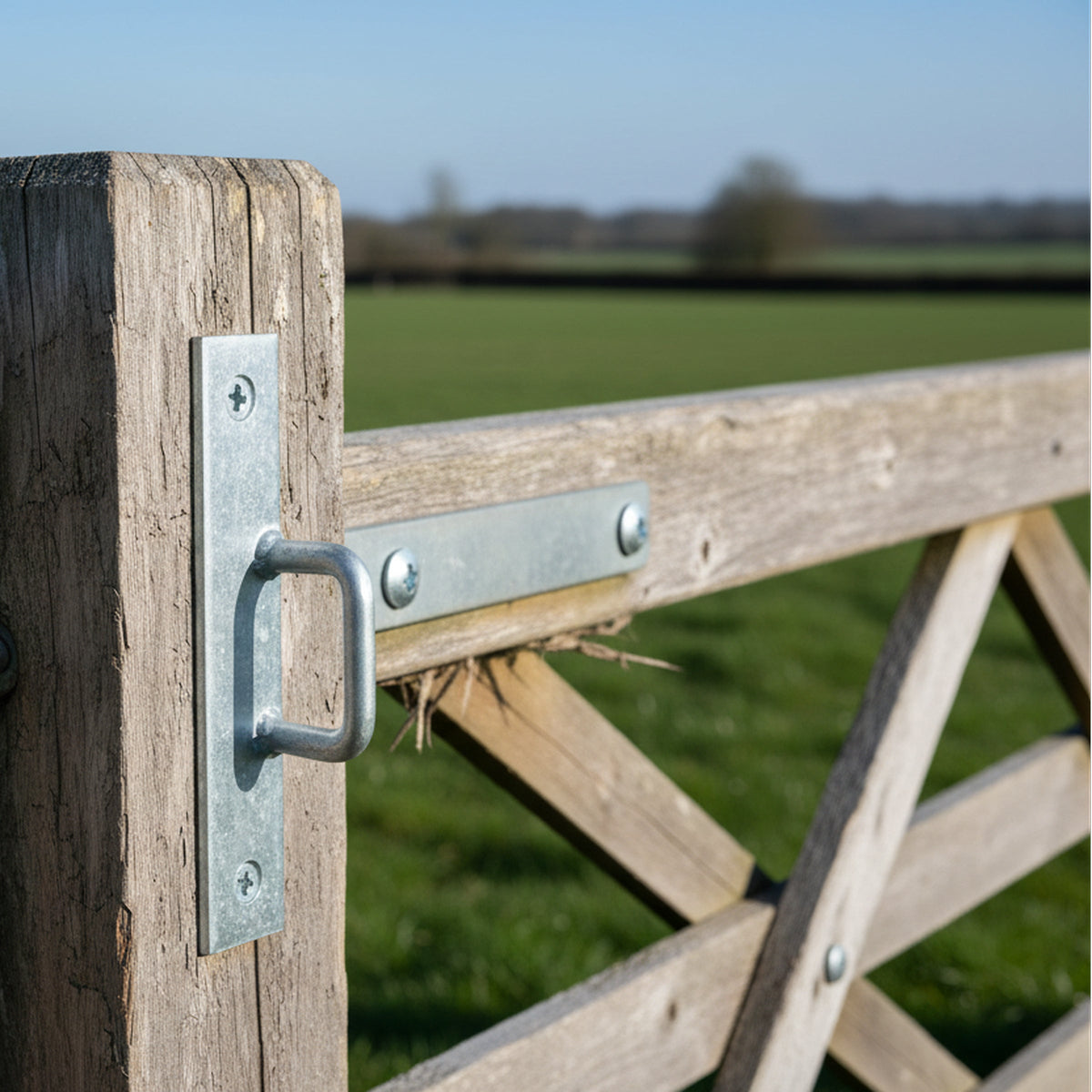 Marketplace JPG companion for Gate Staple on Elongated Plate Heavy Duty Lock Wooden Galvanised - 200mm X 40mm
