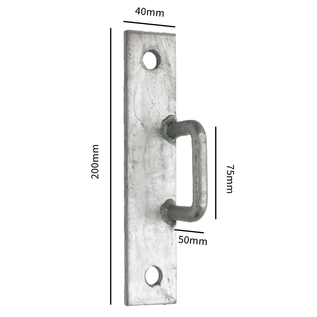 Gate Staple On Elongated Plate Heavy Duty Lock Wooden Galvanised