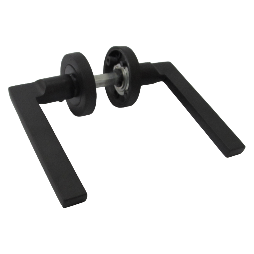 UNO Door Handle Modern Matt Black Lever on Rose Internal Internal Handles + 64mm Latch