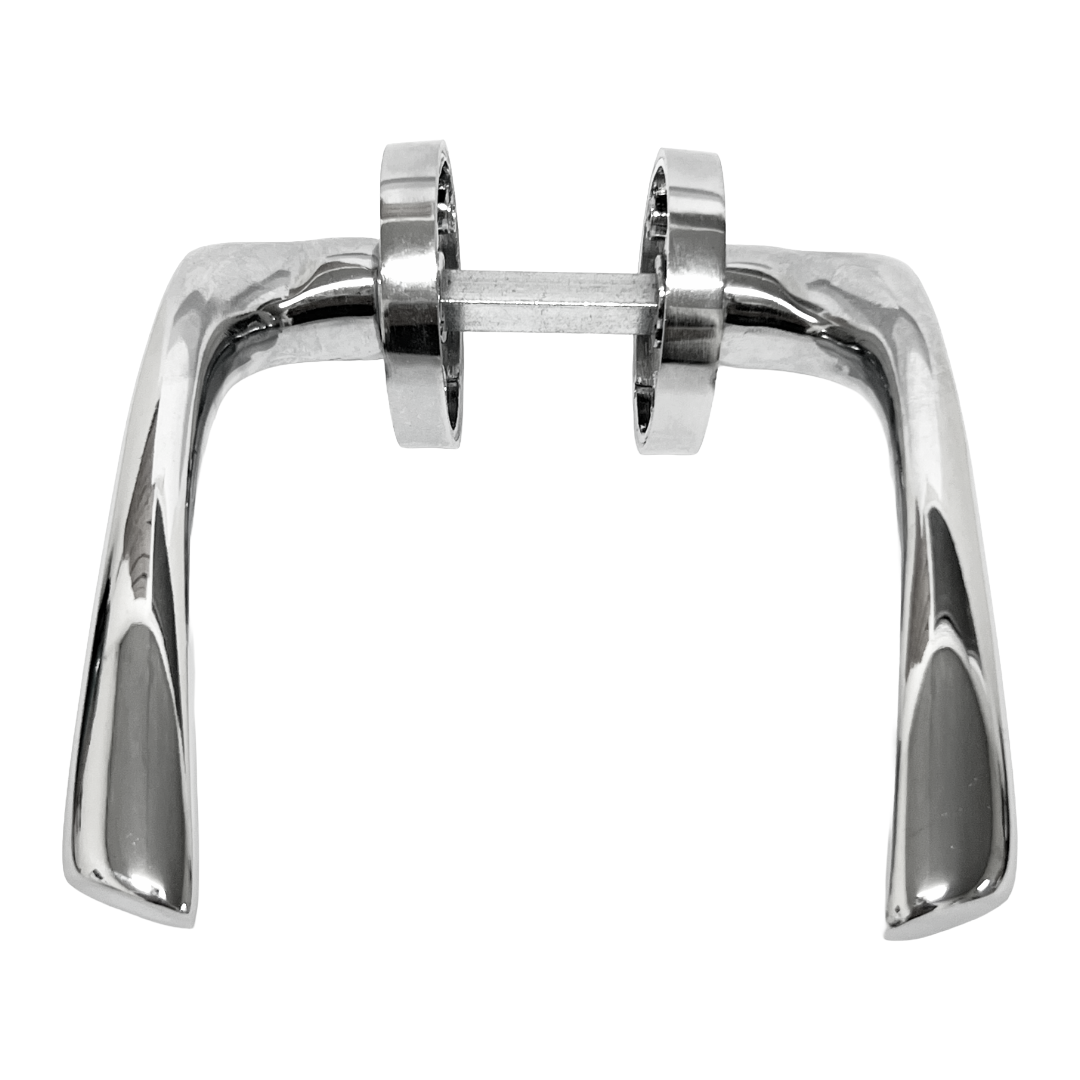 Zena Door Handle Lock Key Set Modern Chrome Lever on Rose Internal Escutcheon