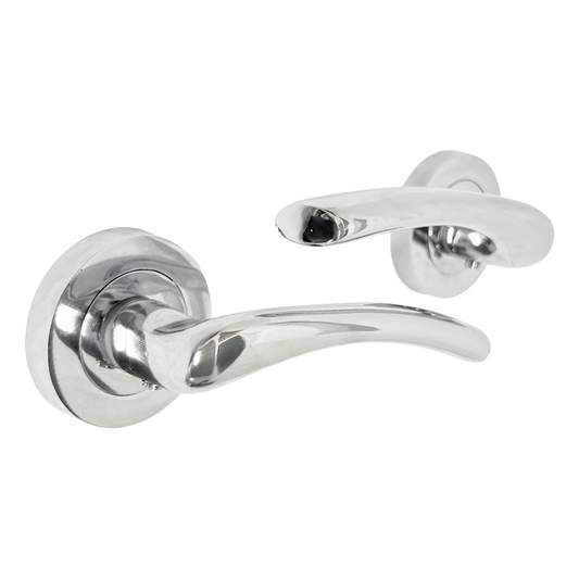 Zena Door Handle Modern Design Chrome Lever on Rose Internal Latch Handles
