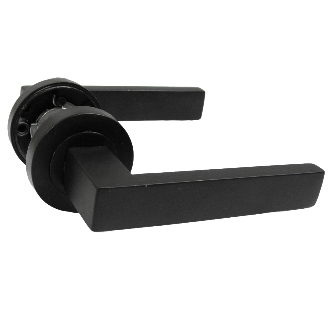 Cafri Door Handle Bathroom Set Modern Matt Black Lever on Rose Internal Thumbturn Door Pack