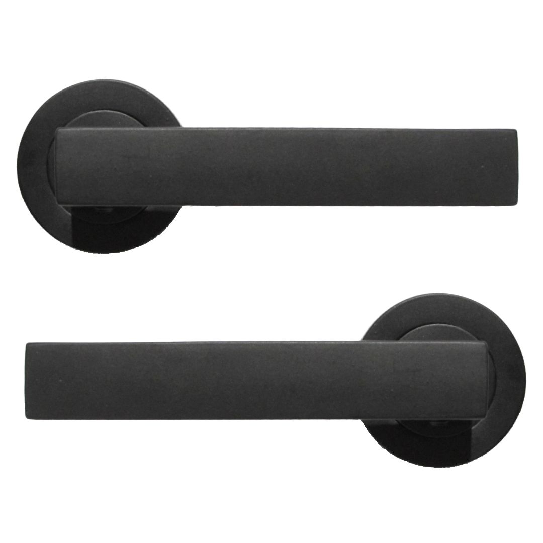 Cafri Door Handle Bathroom Set Modern Matt Black Lever on Rose Internal Thumbturn Door Pack