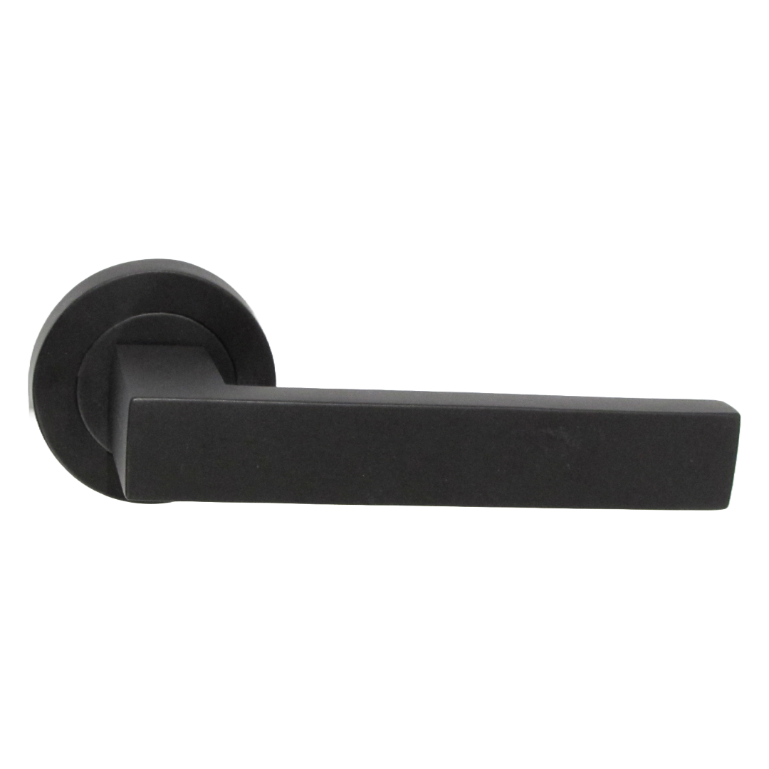 Cafri Door Handle Modern Matt Black Rectangular Lever on Rose Internal Latch Handles