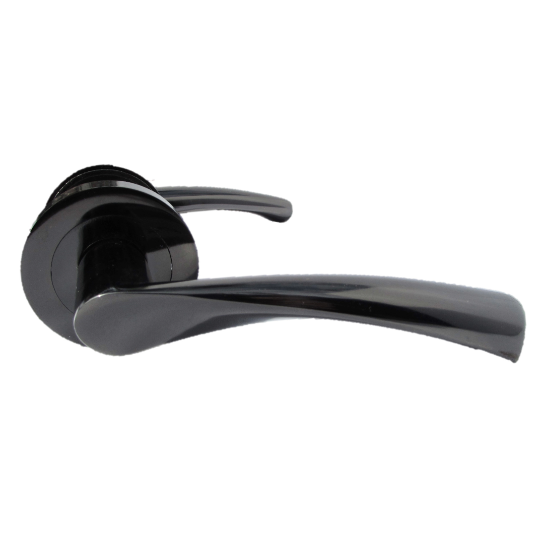 Astrid Door Handles Latch Twist Lever on Rose - Black Nickel Latch 120mm