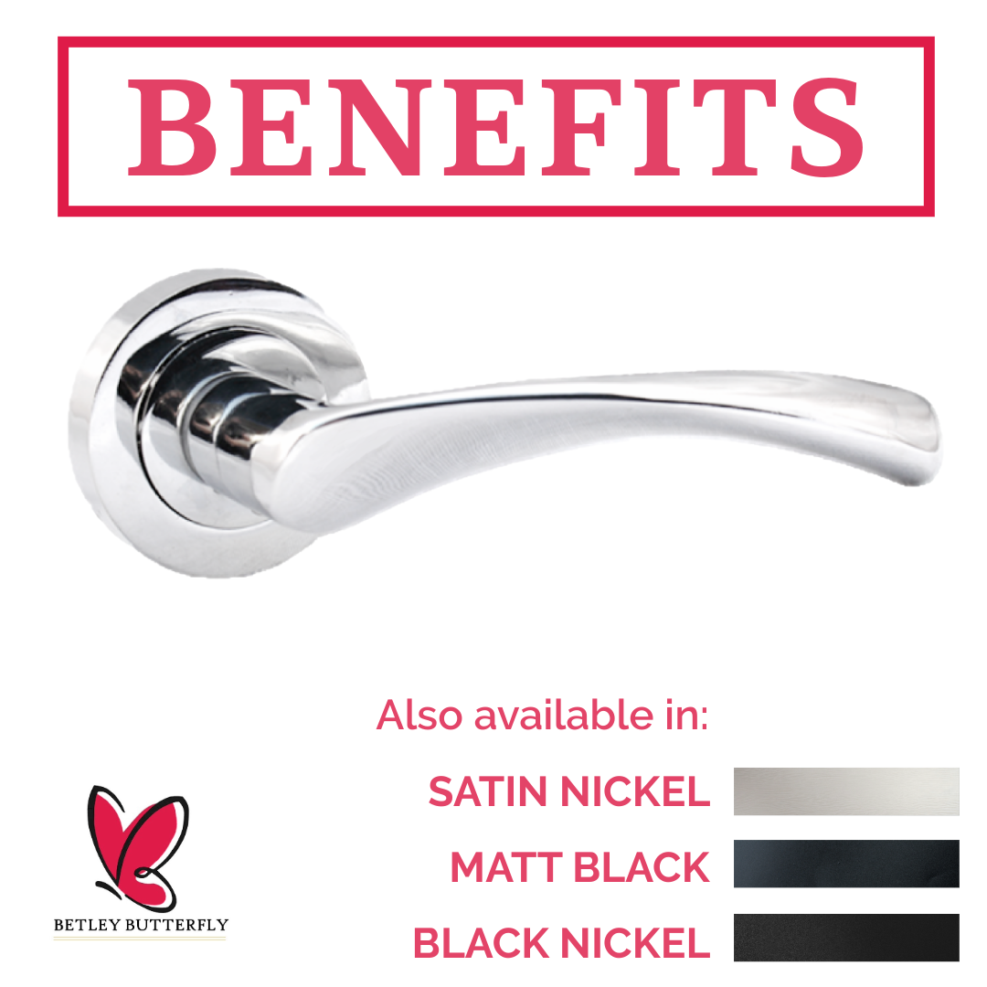 Astrid Door Handles Latch Twist Lever on Rose Chrome Bathroom Thumbturn Lock 120mm