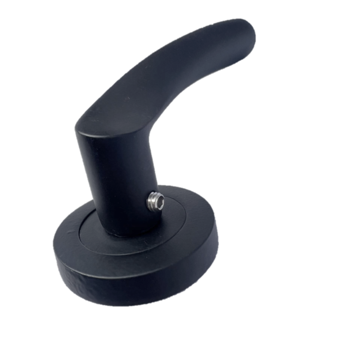 Astrid Door Handles Latch Twist Lever on Rose Matt Black Bath Thumbturn Lock 120mm