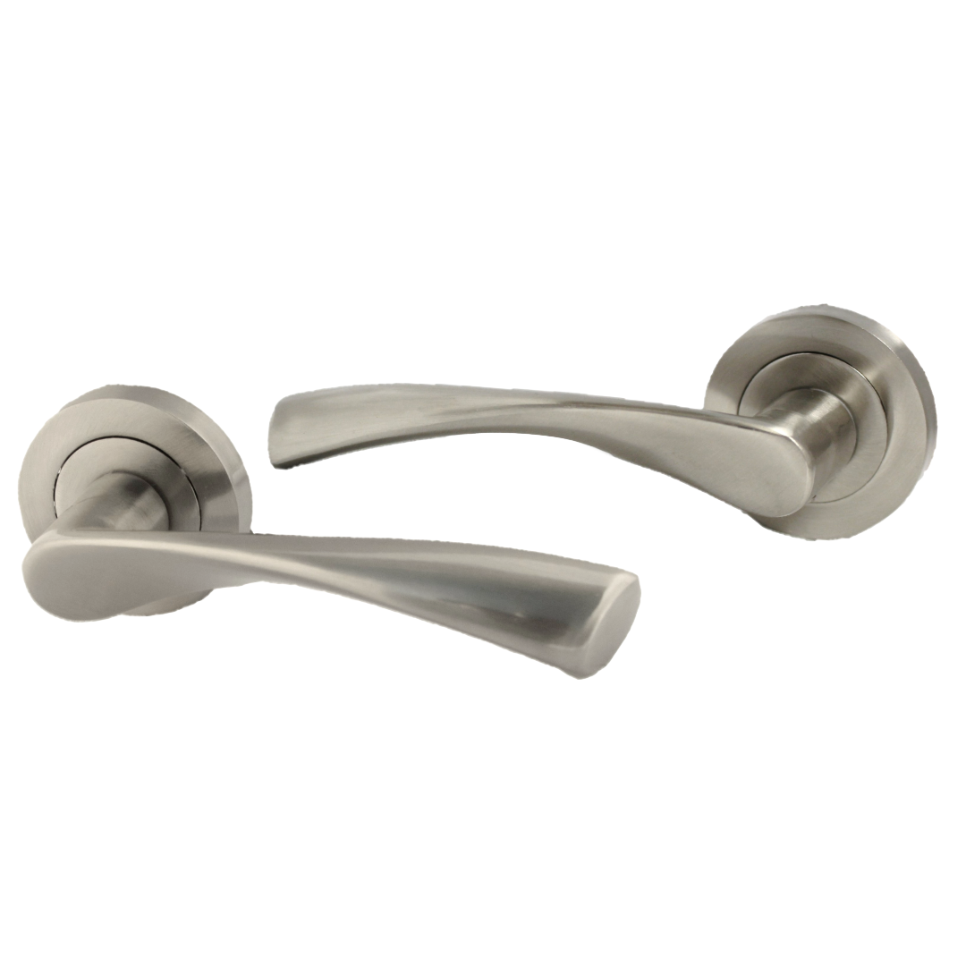 Astrid Door Handles Latch Twist Lever on Rose - Satin 120mm