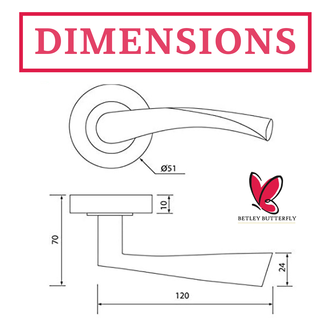 Astrid Door Handles Latch Twist Lever on Rose - Satin 120mm