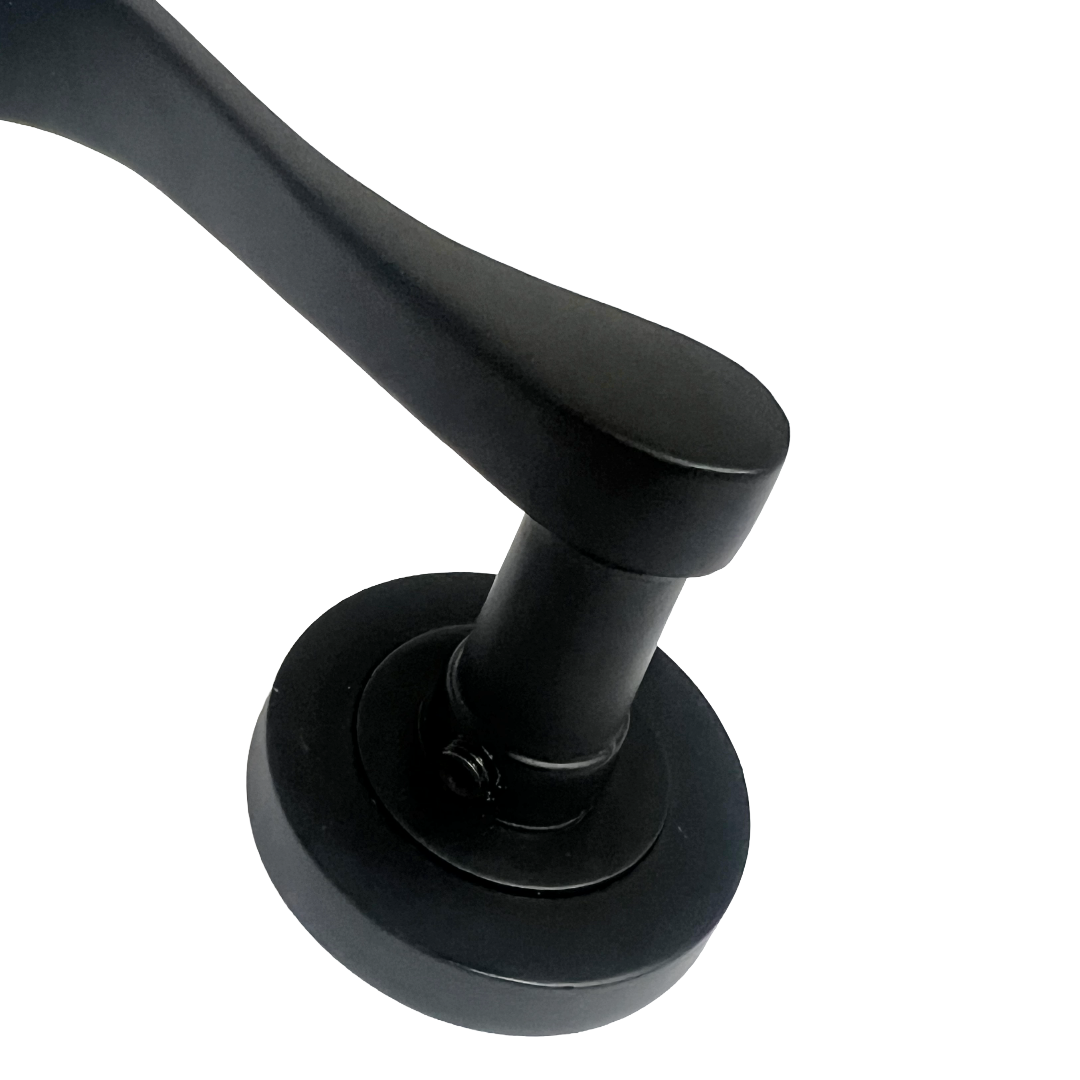 Ensemble de clés de serrure de poignée de porte Zena Design moderne Noir mat Levier sur rosace Écusson interne