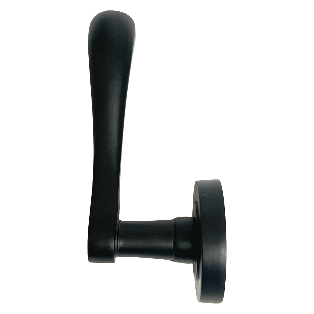 Poignée de porte Zena au design moderne, levier noir mat sur rosace, poignées à loquet interne