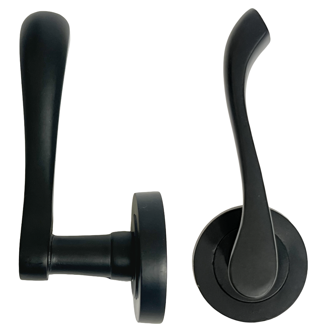 Ensemble de clés de serrure de poignée de porte Zena Design moderne Noir mat Levier sur rosace Écusson interne