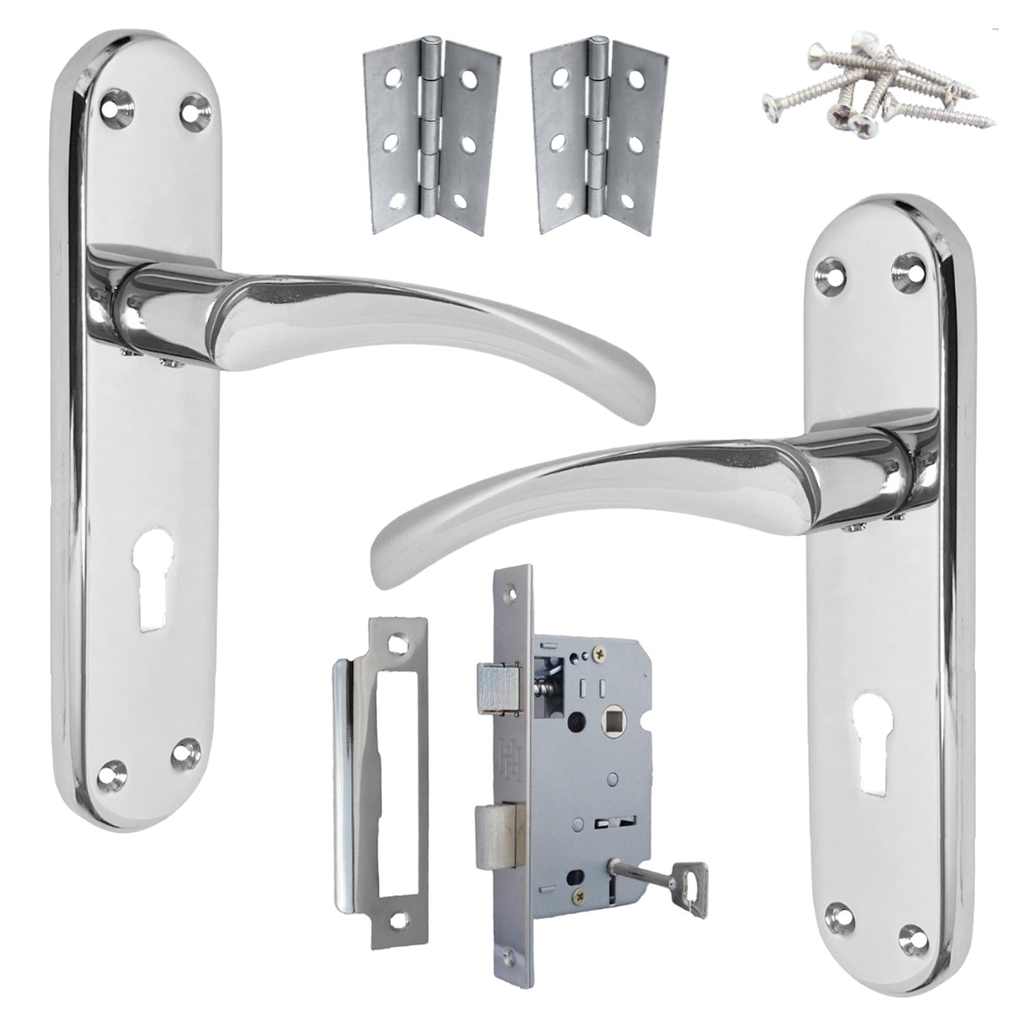 Marketplace JPG companion for London Astrid Twist Door Handle Polished Chrome Lever on Backplate with Lock Key Hinges - 179mm X 40mm