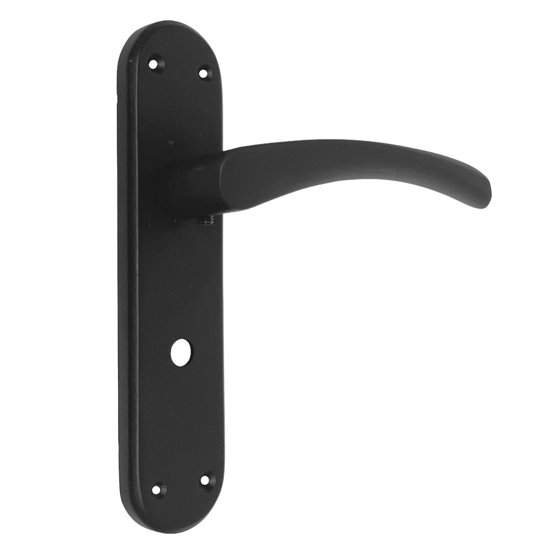 London Astrid Twist Door Handle Matt Black Bathroom Handles with Lock Hinges