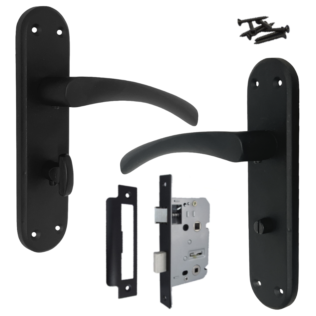 London Astrid Twist Door Handle Matt Black Bathroom Handles with Lock