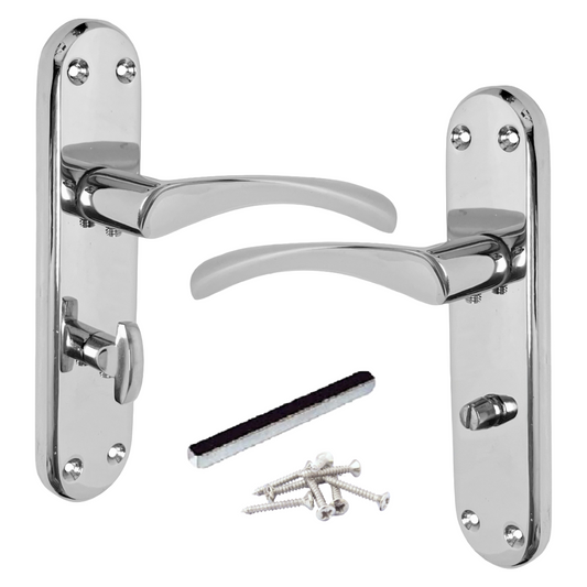 London Astrid Twist Door Handle Polished Chrome on Backplate Bathroom Lock Handles