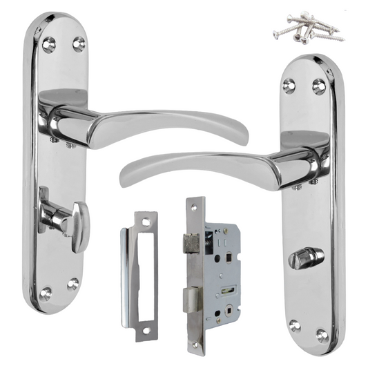 London Astrid Twist Door Handle Polished Chrome Bathroom Handles with Lock