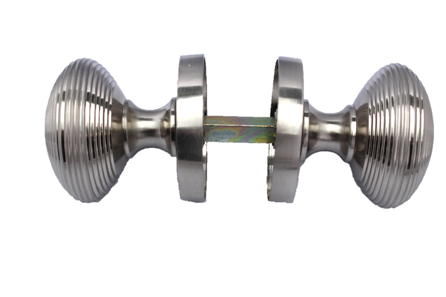 Boutons de porte ronds cannelés à mortaise - Satin 56 mm