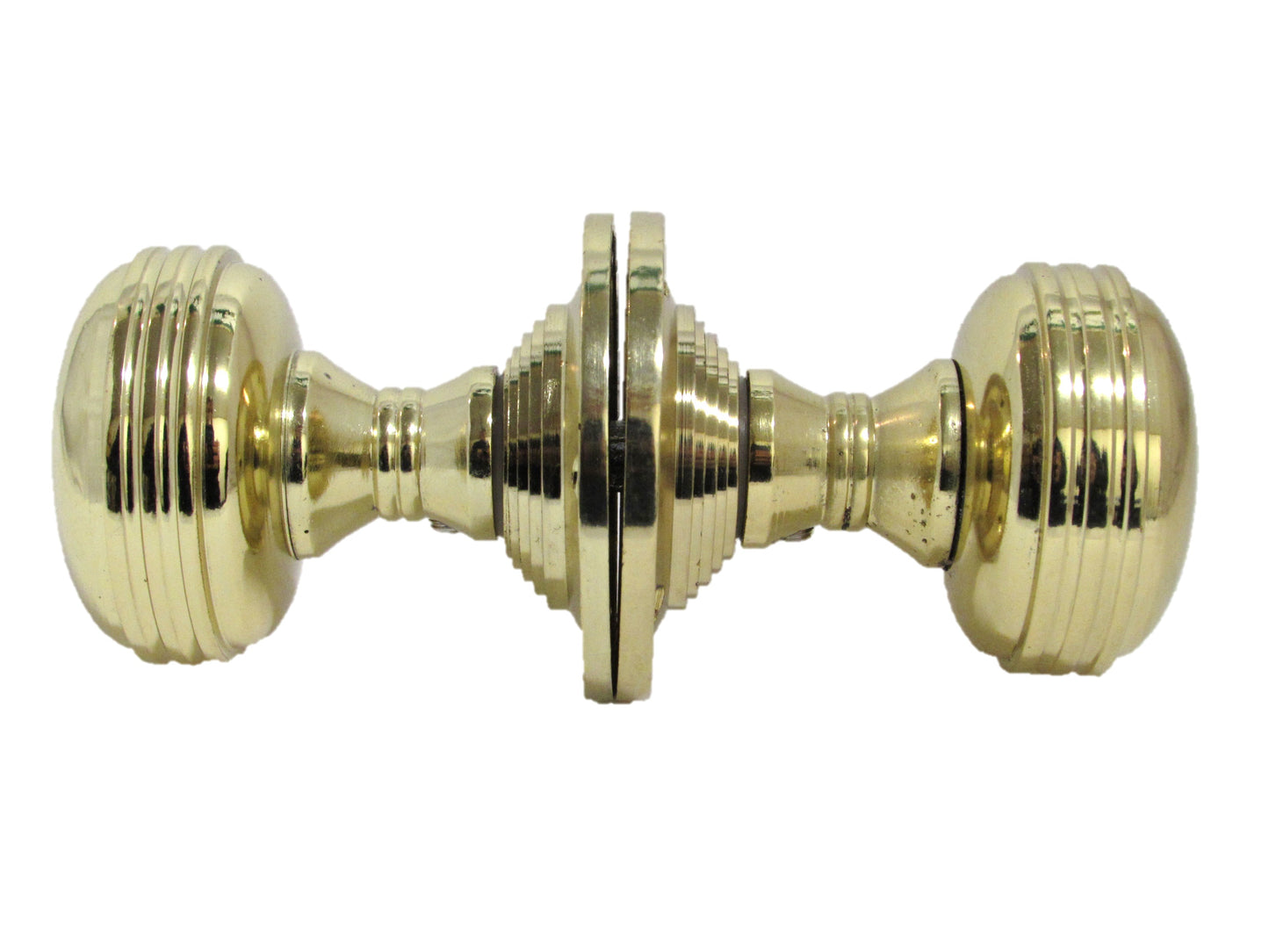 Boutons de porte cannelés à mortaise robustes - Laiton poli 64 mm