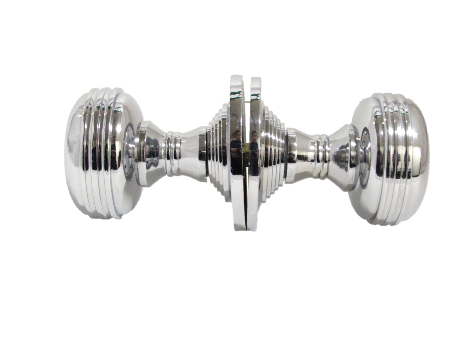 Boutons de porte cannelés à mortaise robustes - Chrome poli 64 mm