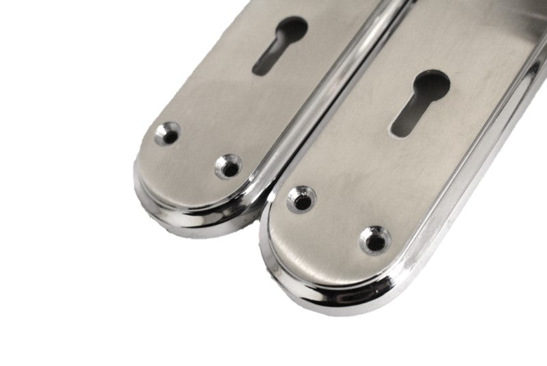 Marina Door Handle Two Tone Lock Lever - Chrome and Satin