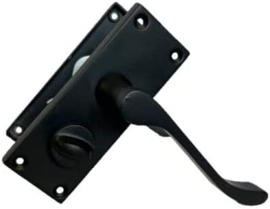 Door Handles Scroll Lever Privacy Lock - Matt Black 150 x 40mm