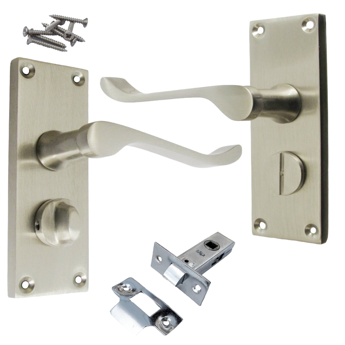 Marketplace JPG companion for Door Handles Scroll Bathroom WC Privacy Lock - Satin 118 X 40mm Latch