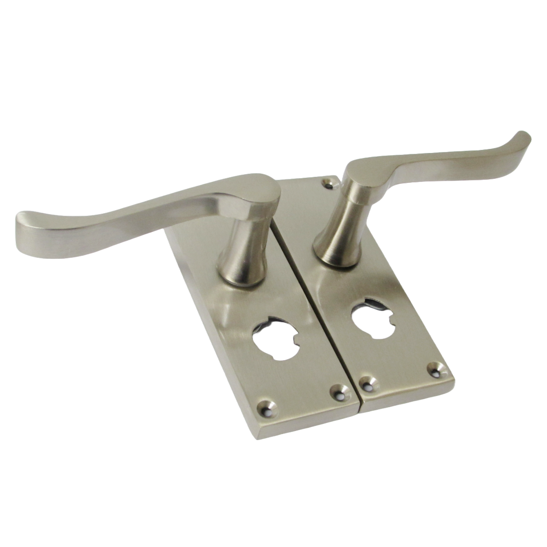 Door Handles Scroll Bathroom WC Privacy Lock - Satin 118 x 40mm Latch Pack