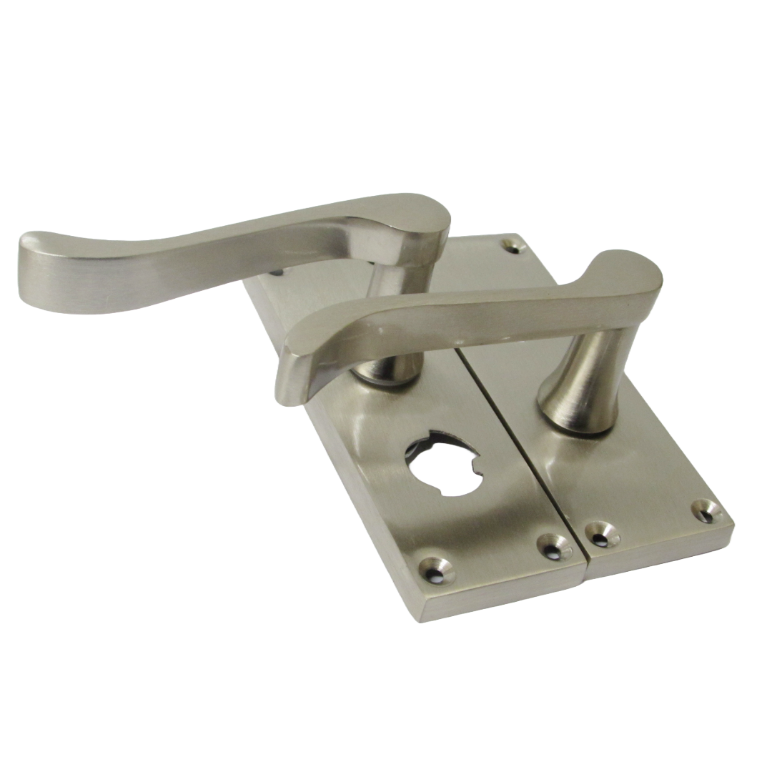 Door Handles Scroll Bathroom WC Privacy Lock - Satin 118 x 40mm Latch Pack