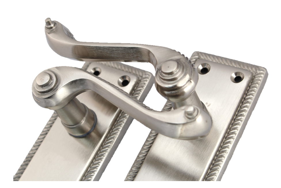 Georgian Satin Bathroom Door Handles WITH LOCK