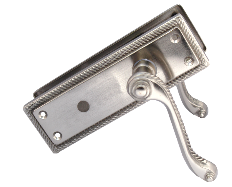Georgian Satin Bathroom Door Handles WITH LOCK