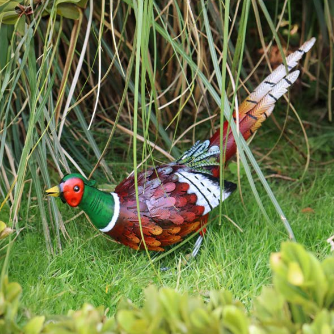 Metal Striding Pheasant Garden Ornament