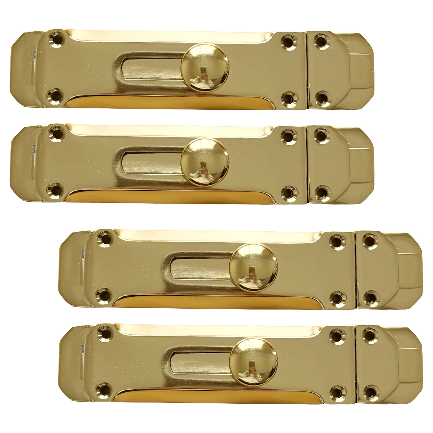 Brass Flat Door Bolt Slide Latch Lock 4" (100mm) 6" (150mm) - Pack of 1, 2 or 4